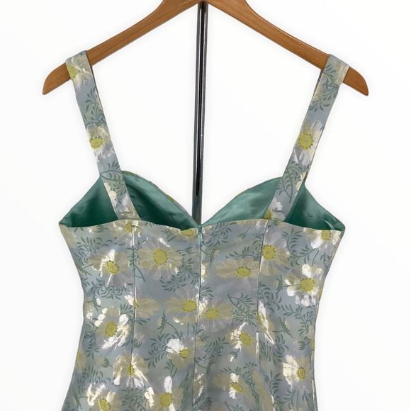 Lulu’s Blooming Love Light Blue Yellow Floral Jacquard Mini Dress size Medium - Picture 8 of 14
